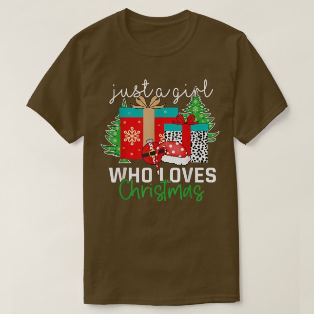 Just a Girl Who Loves Christmas Xmas Holiday Pajam T-Shirt (Design Front)