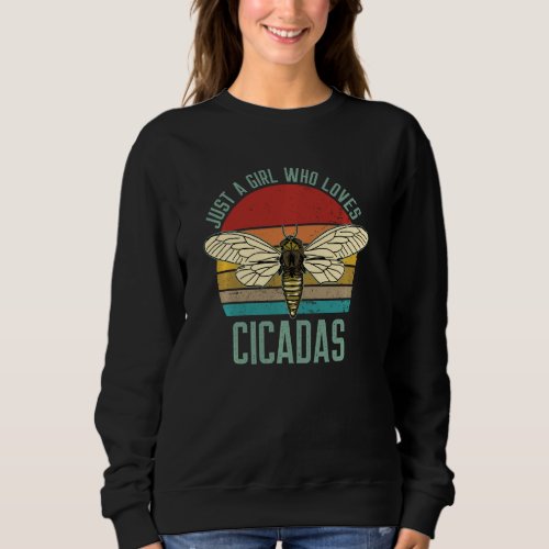 Just A Girl Who Loves Cicadas Brood X Retro Sunset Sweatshirt