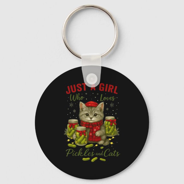 Just A Girl Who Loves Ckles And Cats Christmas  Keychain (Front)