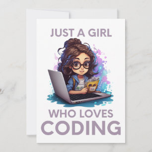 Just A Girl Who Loves Coding Geek Coding Women Invitation