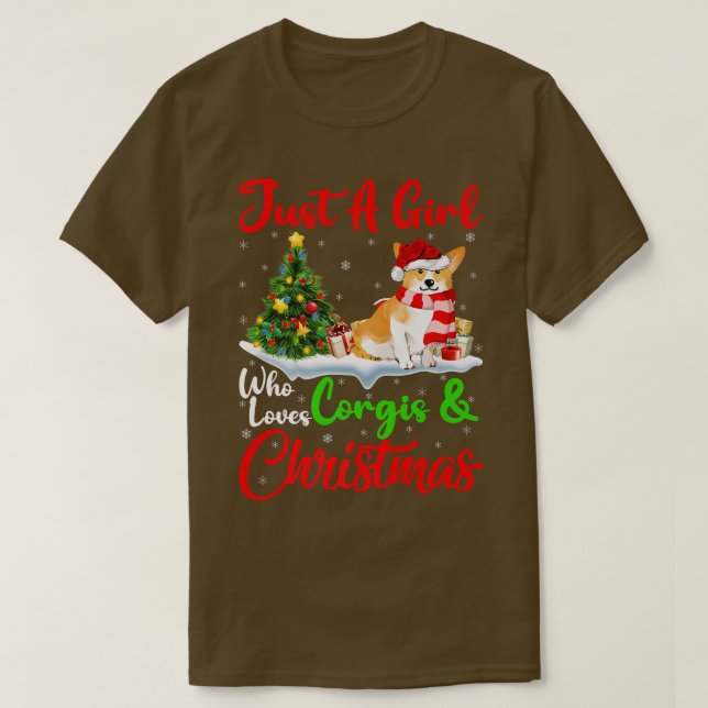 Just A Girl Who Loves Corgis And Christmas595 T-Shirt (Design Front)