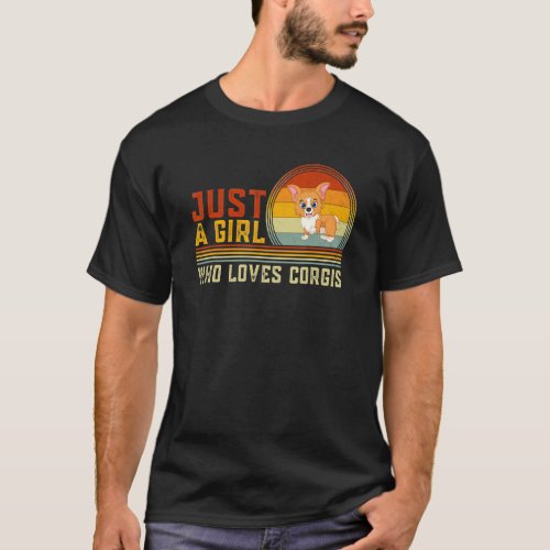 Just A Girl Who Loves Corgis Cute Corgi Dog Graphi T-Shirt
