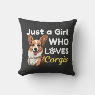 Just a Girl Who Loves Corgis Throw Pillow
