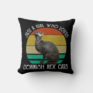 Just A Girl Who Loves Cornish Rex Cats Throw Pillow