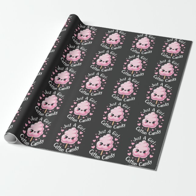 Just a Girl Who Loves Cotton Candy Wrapping Paper (Unrolled)