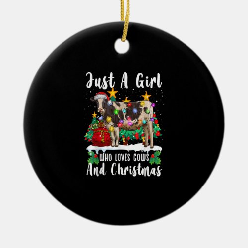 Just A Girl Who Loves Cows And Christmas Family Ug Ceramic Ornament