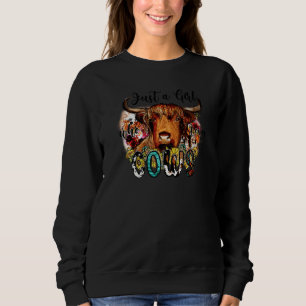 Just A Girl Who Loves Cows Bull Cow Sunflower Cow Sweatshirt