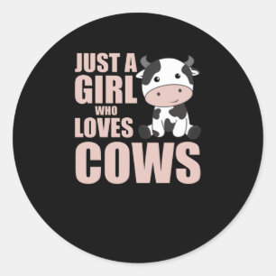 Just A Girl Who Loves Cows Cute Cow Farm Animal Classic Round Sticker