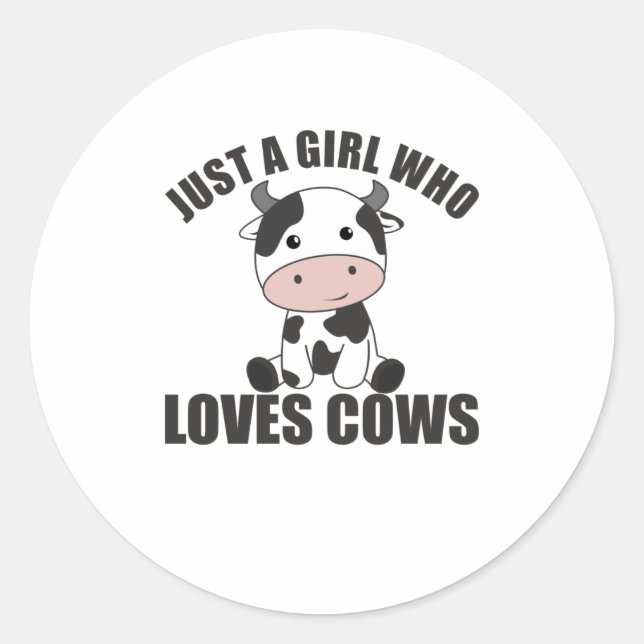 Just A Girl Who Loves Cows Cute Cow Farm Classic Round Sticker (Front)