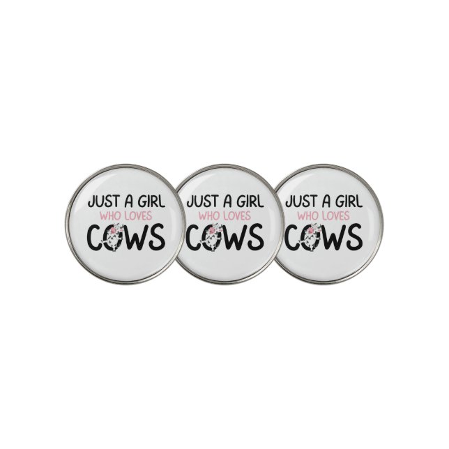 Just A Girl Who Loves Cows Cute Cow Farm Golf Ball Marker (3 Up)