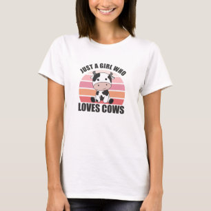 Just A Girl Who Loves Cows Cute Cow Vintage Retro T-Shirt