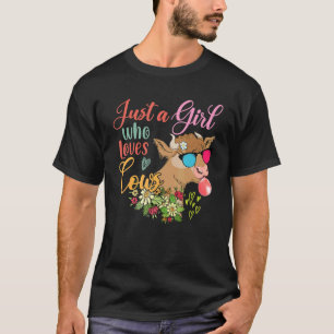 Just A Girl Who Loves Cows Floral Cow Sunglasses B T-Shirt