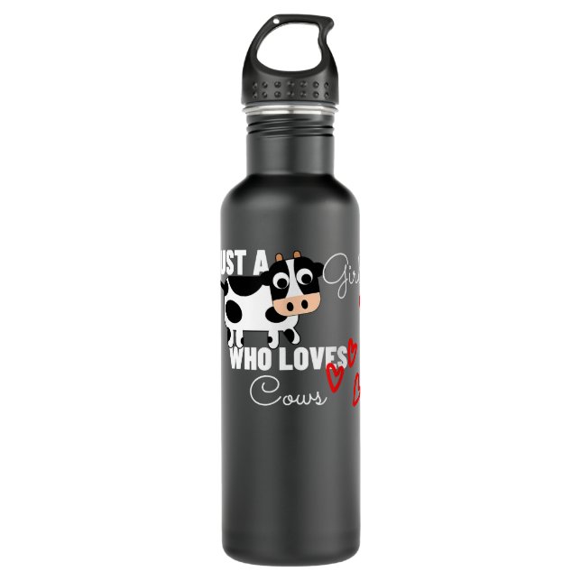 Just A Girl Who Loves Cows Funny Farmer Gift Stainless Steel Water Bottle (Front)