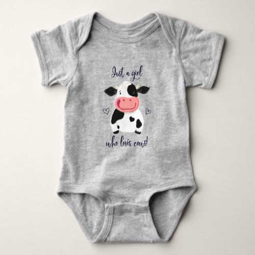 Just A Girl Who Loves Cows Hearts And Holstein Baby Bodysuit