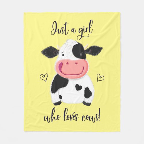 Just A Girl Who Loves Cows Hearts And Holstein Fleece Blanket