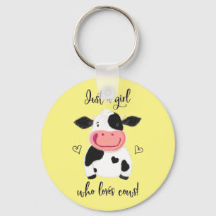 Just A Girl Who Loves Cows! Hearts And Holstein Keychain