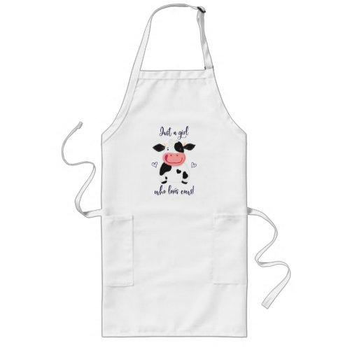 Just A Girl Who Loves Cows Hearts And Holstein Long Apron