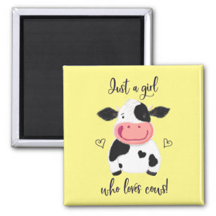 Just A Girl Who Loves Cows! Hearts And Holstein Magnet