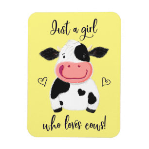 Just A Girl Who Loves Cows! Hearts And Holstein Magnet