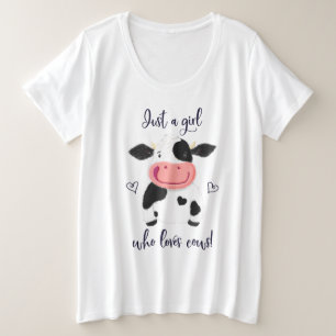 Just A Girl Who Loves Cows! Hearts And Holstein Plus Size T-Shirt