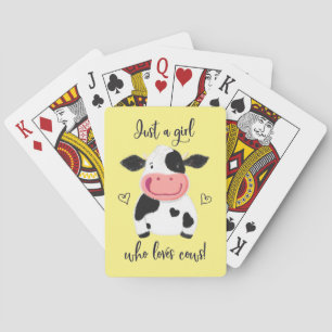 Just A Girl Who Loves Cows! Hearts And Holstein Poker Cards