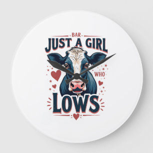Just A Girl Who Loves Cows Vintage Neon Cow Lover Large Clock