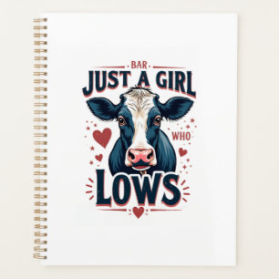 Just A Girl Who Loves Cows Vintage Neon Cow Lover Planner