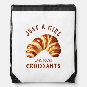 Just a girl who loves croissants drawstring bag