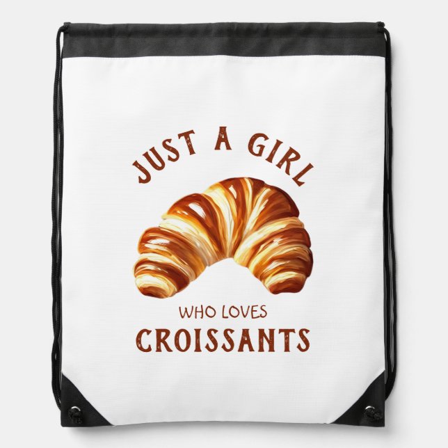 Just a girl who loves croissants drawstring bag (Front)