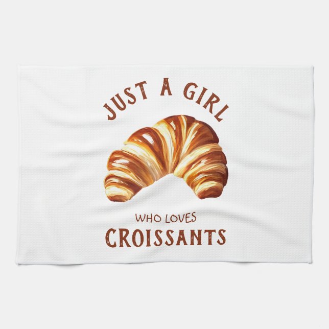 Just a girl who loves croissants kitchen towel (Horizontal)