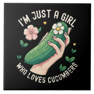 Just A Girl Who Loves Cucumbers - Funny Vegetarian Ceramic Tile
