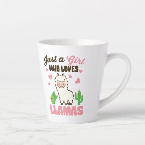 just a girl who loves cute llamas latte mug