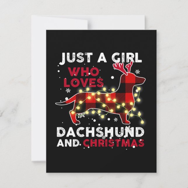 Just A Girl Who Loves Dachshund And Christmas Note Card (Front)