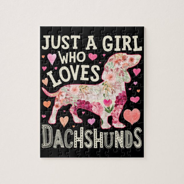 Just A Girl Who Loves Dachshunds Dog Jigsaw Puzzle (Vertical)