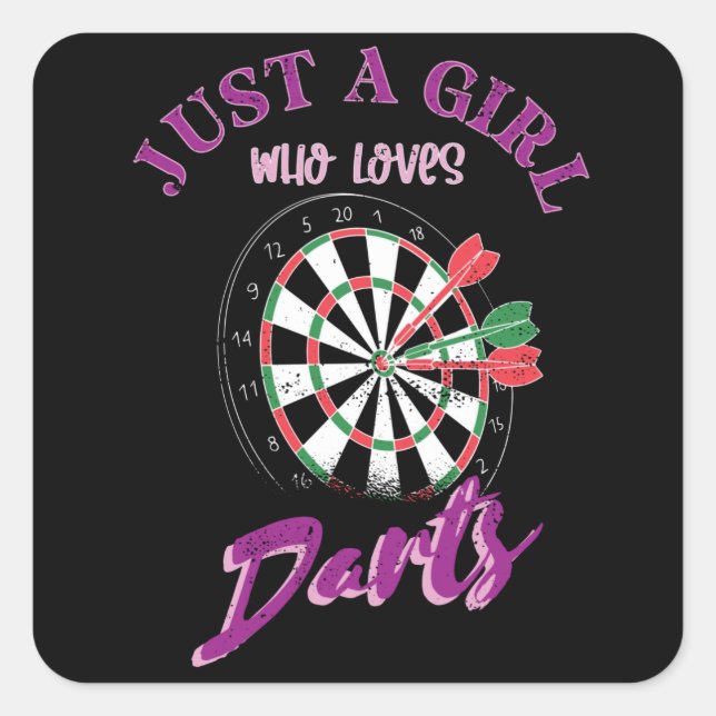 Just A Girl Who Loves Darts Square Sticker (Front)