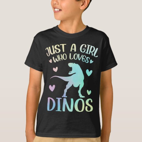 Just A Girl Who Loves Dinos Cute Dinosaurs T_Shirt