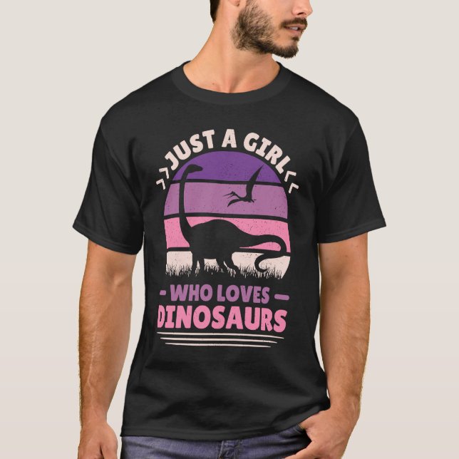 Just A Girl Who Loves Dinosaurs Cute Dino Women Di T-Shirt (Front)