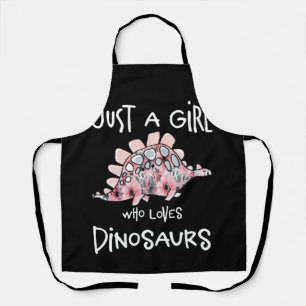 Just A Girl Who Loves Dinosaurs Cute Floral Apron