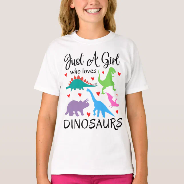 T-shirt 'Just A Girl Who Loves Dinosaurs' - Manches Longues, Mélange Coton - Taille Unique Adulte (neuf Sans étiquette)