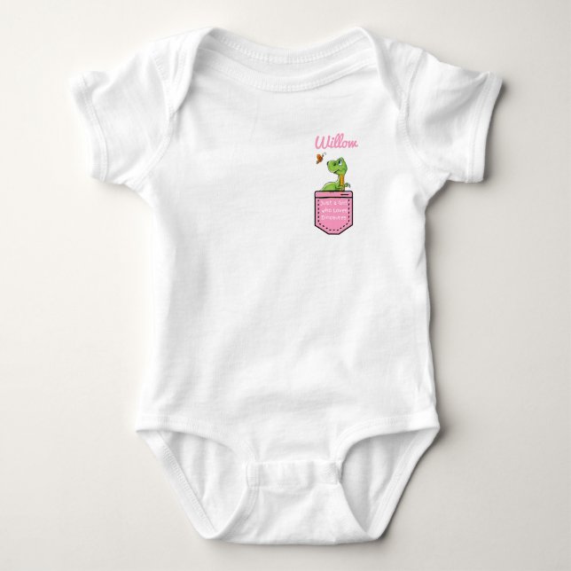 Just a Girl who Loves Dinosaurs Personalized Baby Bodysuit (Front)