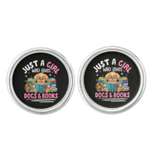 Just A Girl Who Loves Dogs And Books Reading Cufflinks