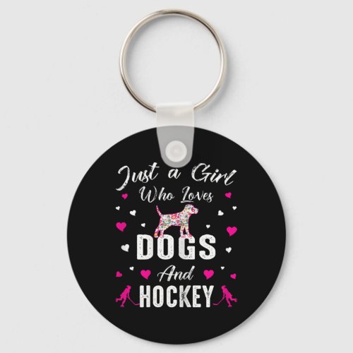 Just A Girl Who Loves Dogs And Ice Hockey Dog Love Keychain