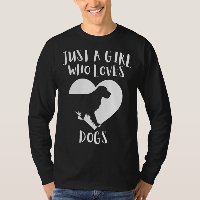 Just A Girl Who Loves Dogs Black Dog Cute White He T-Shirt (Front)