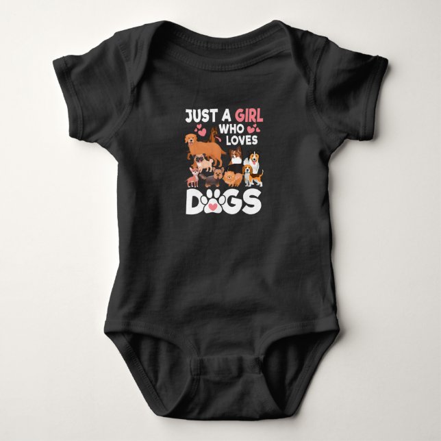 Just A Girl Who Loves Dogs Cute Dog Lover Baby Bodysuit (Front)