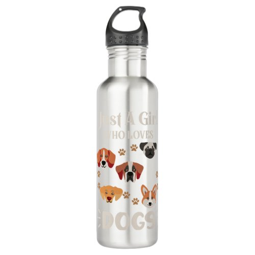 Just a Girl Who Loves Dogs Dog Lover Stainless Steel Water Bottle