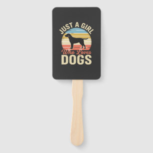 Just a Girl Who Loves Dogs Vintage Dog Lover Hand Fan