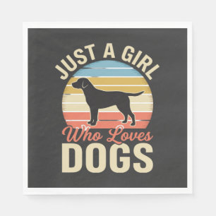 Just a Girl Who Loves Dogs Vintage Dog Lover Napkins