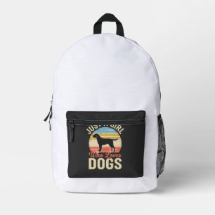 Just a Girl Who Loves Dogs Vintage Dog Lover Printed Backpack