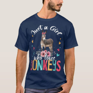 Just A Girl Who Loves Donkeys Floral Flower Donkey T-Shirt