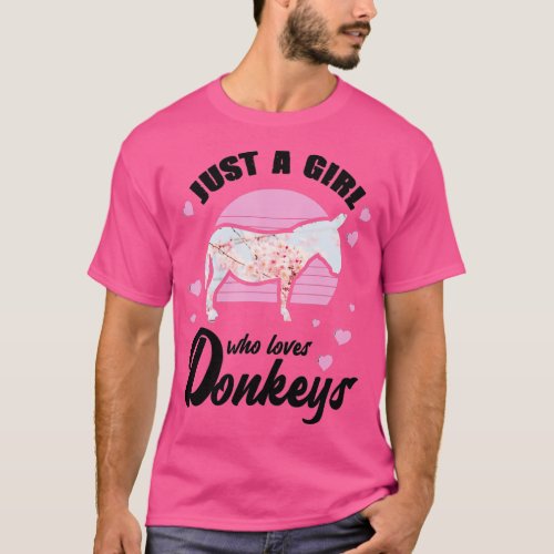 Just A Girl Who Loves Donkeys Funny Farm Donkey Gi T_Shirt